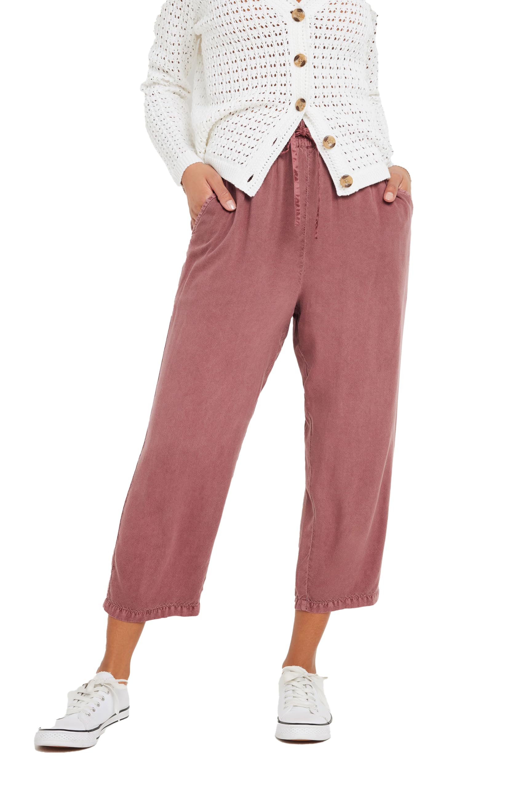 M&Co Women's Pink Cropped Straight Leg Trousers
