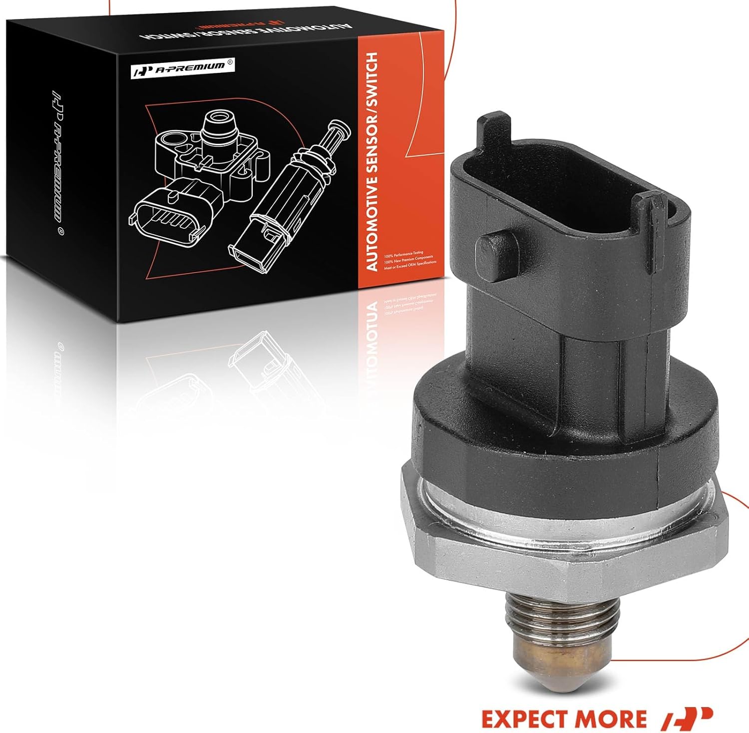 A-Premium Fuel Injection Pressure Sensor [3 Pins] Compatible with Hyundai Elantra 2013-2014, Sonata 2010-2019, Santa Fe 2019-2020, Tucson & Genesis G80, G90, 1.6L 1.8L 2.0L 2.4L 5.0L