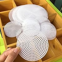 Vista 4 de iSuperb Paquete de 30 láminas redondas de lona de plástico con forma de malla, para bordados, manualidades, hilo, tejido y proyectos de ganchillo