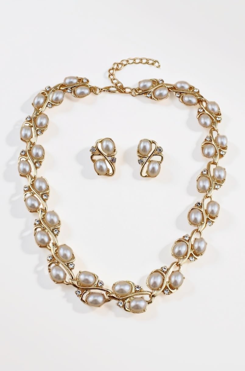 Women Latest Stylish Design Fancy Pearl Necklace Jewellery Set (15225s)