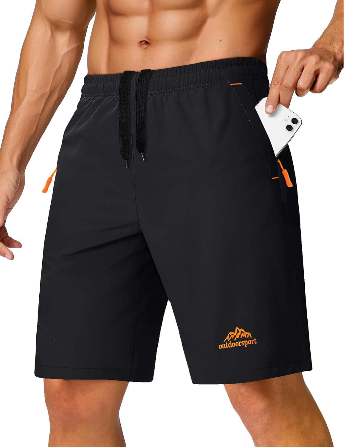 TACVASEN Men's Running Athletic Shorts 9" Quick Dry Workout Gym Shorts Lightweight Summer Shorts 3 Zipper Pockets