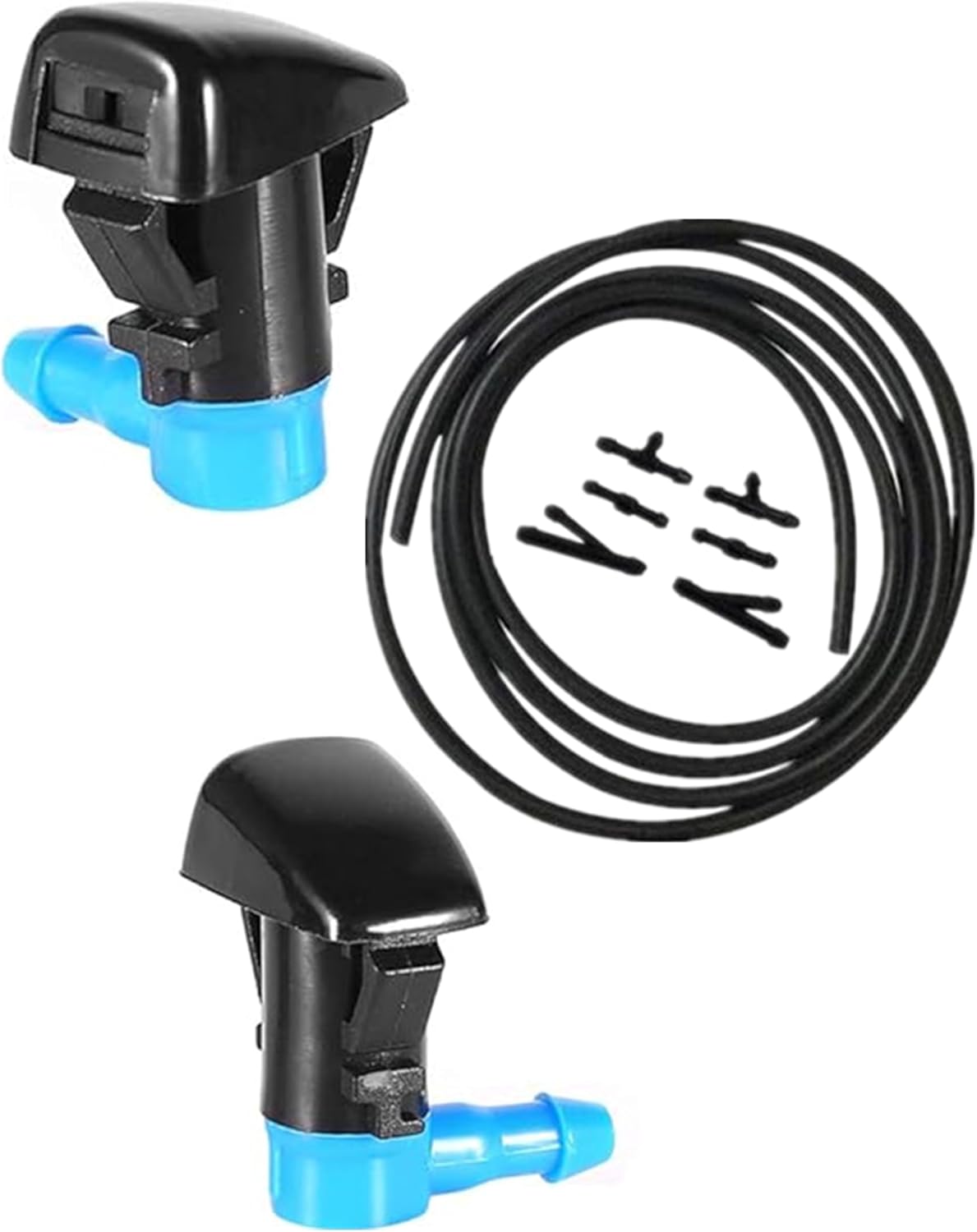 Front Windshield Washer Fluid Sprayer Nozzle kit for Chrysler Dodge Jeep with Hose(7Ft Long) Connector 68081370AB, 68102968AA, 5182327AA