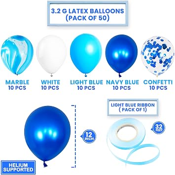 KatchOn Shades of Blue Balloons Set, Pack of 50