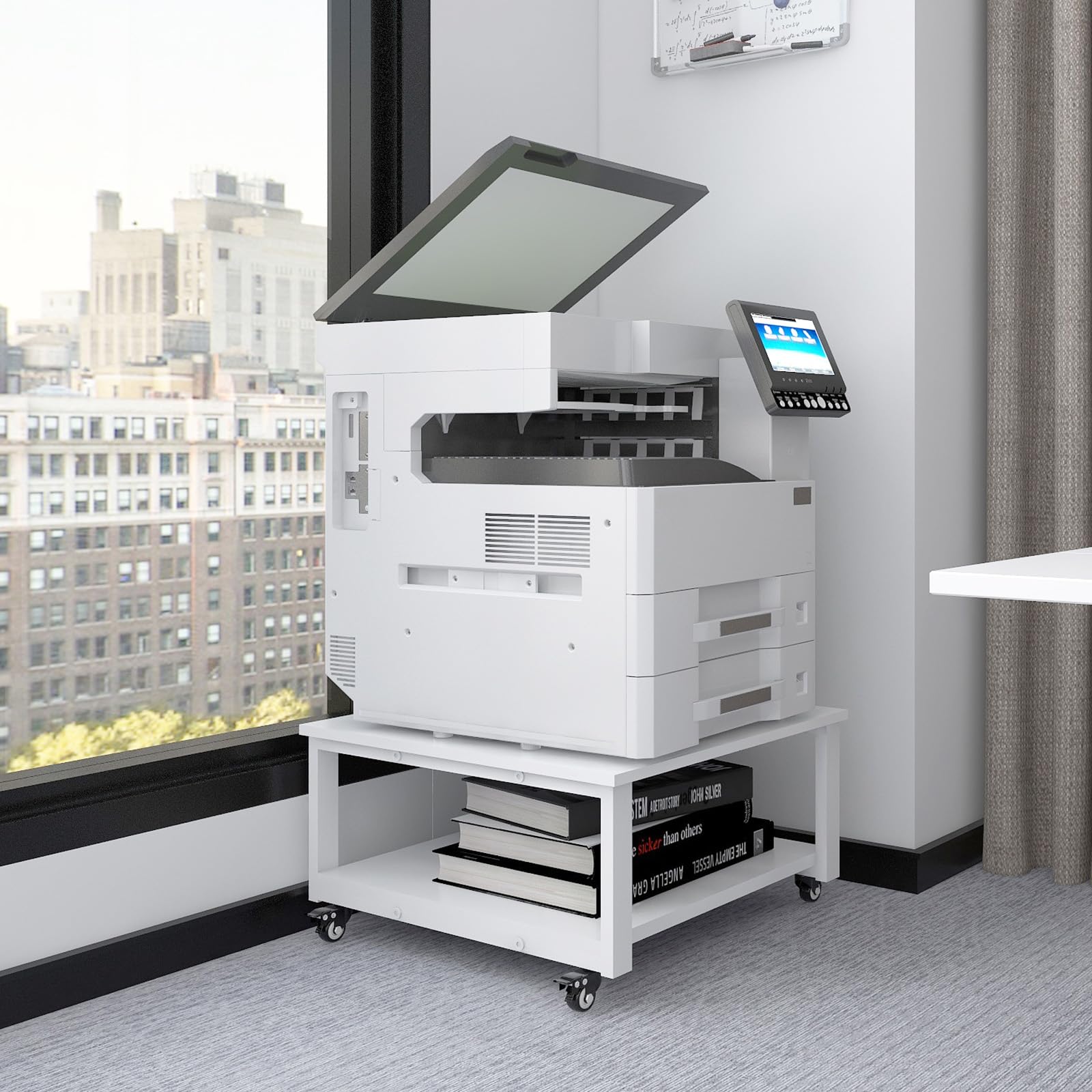 Natwind 2 Tier Laser Printer Stand, 24''x24'' Large Printer Table, White