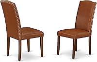 Vista 4 de East West Furniture DUEN5-MAH-66 - Juego de mesa de comedor de 5 piezas para 4 personas, incluye una mesa de cocina rectangular y 4 sillas