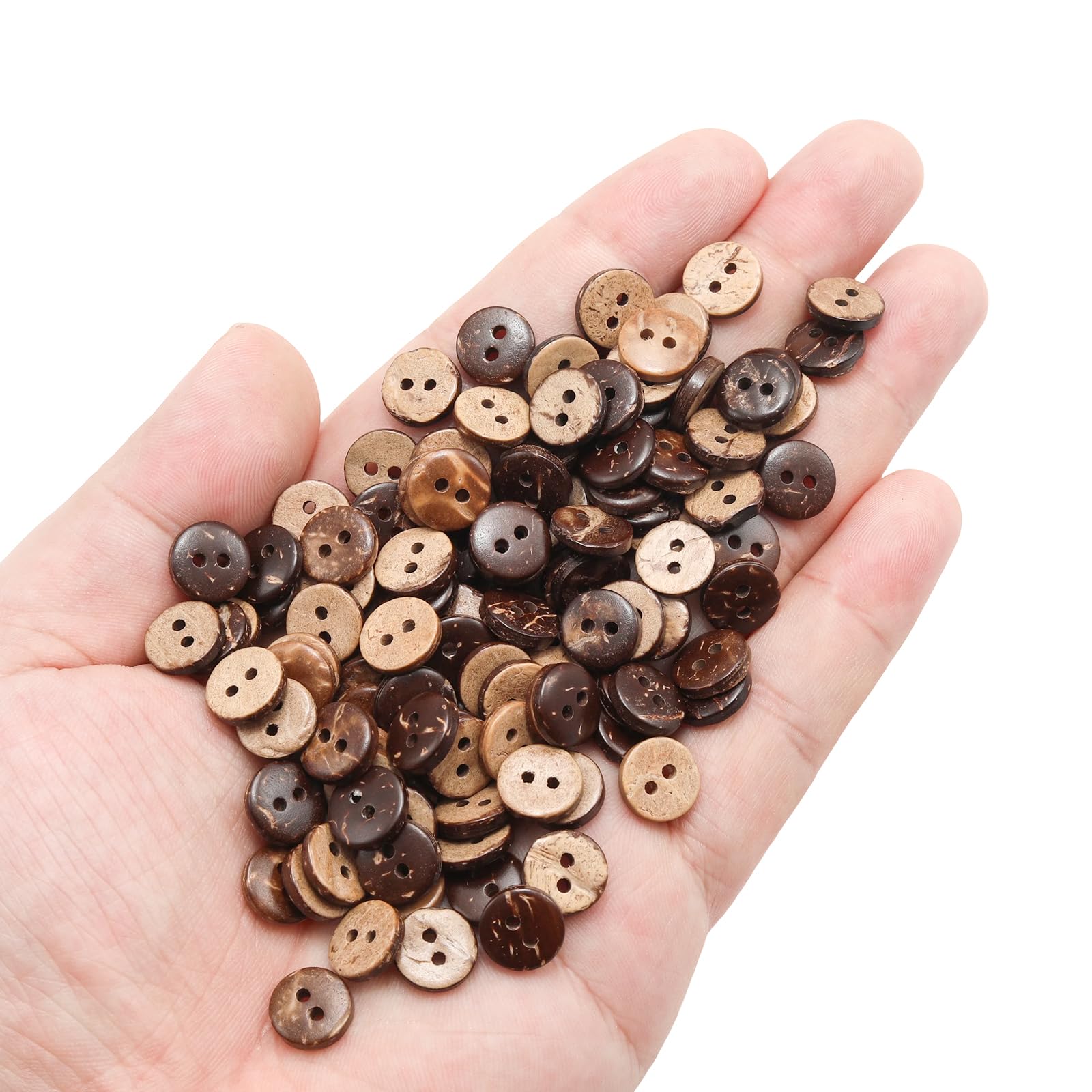 Lilaly 200 bottoni in noce di cocco naturale da 33/81,3 cm, 2 fori, grandi bottoni da cucito in legno marrone, per cucito, artigianato, abbigliamento, decorazioni