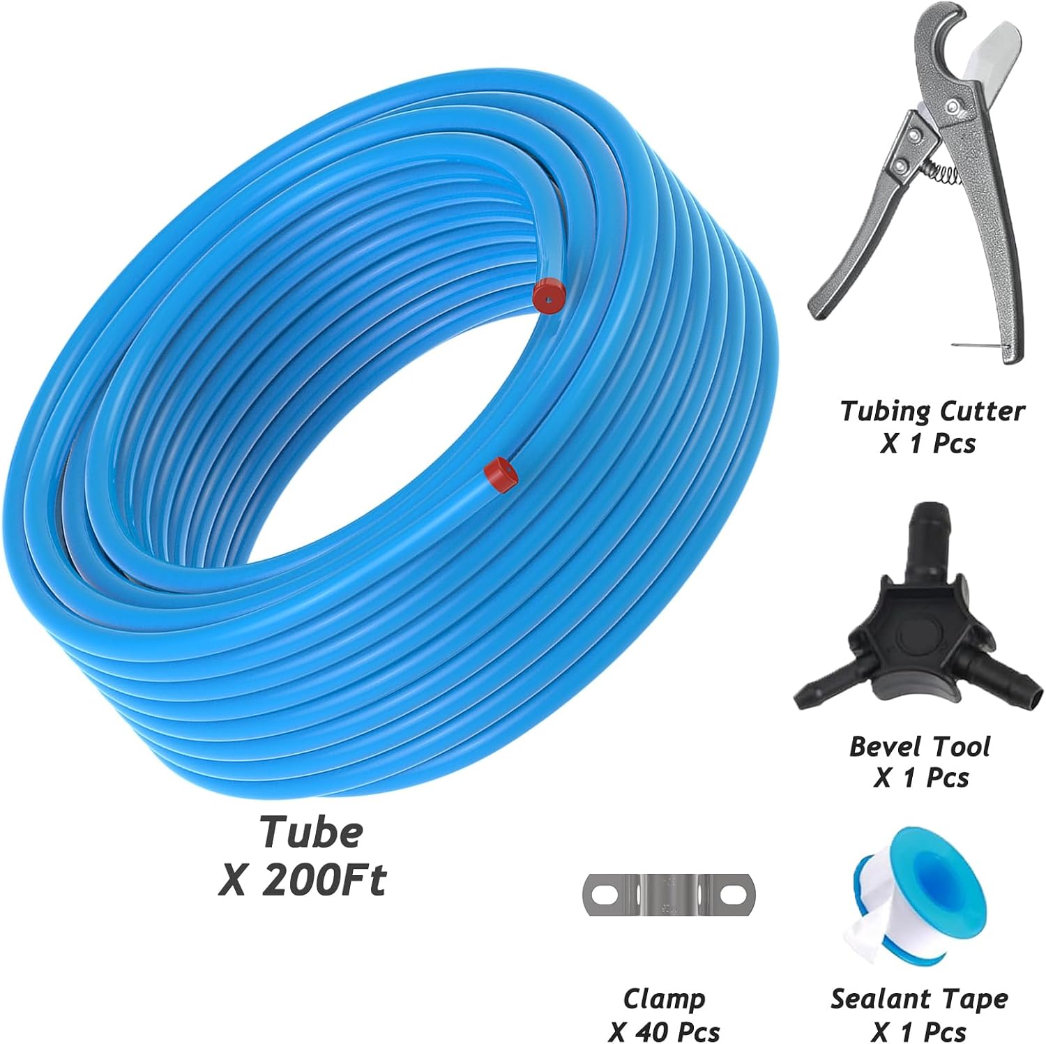 Compressed Air Piping System 3/4 inch x 100 Ft Tubing, Shop Air Line Kit for Garage Air Compressor Accessories Kit with HDPE-Aluminum Hose 200Psi (Blue-200Ft)