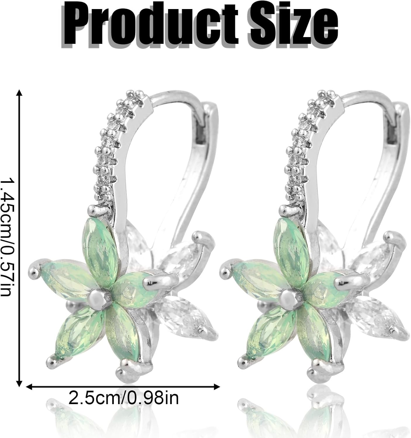 Flower Petal Earrings for Women, Light Blue Crystal Cubic Zirconia Hoop Earring Alloy Floral Fashion Statement Jewelry Gift Leverback Earrings - Image 2