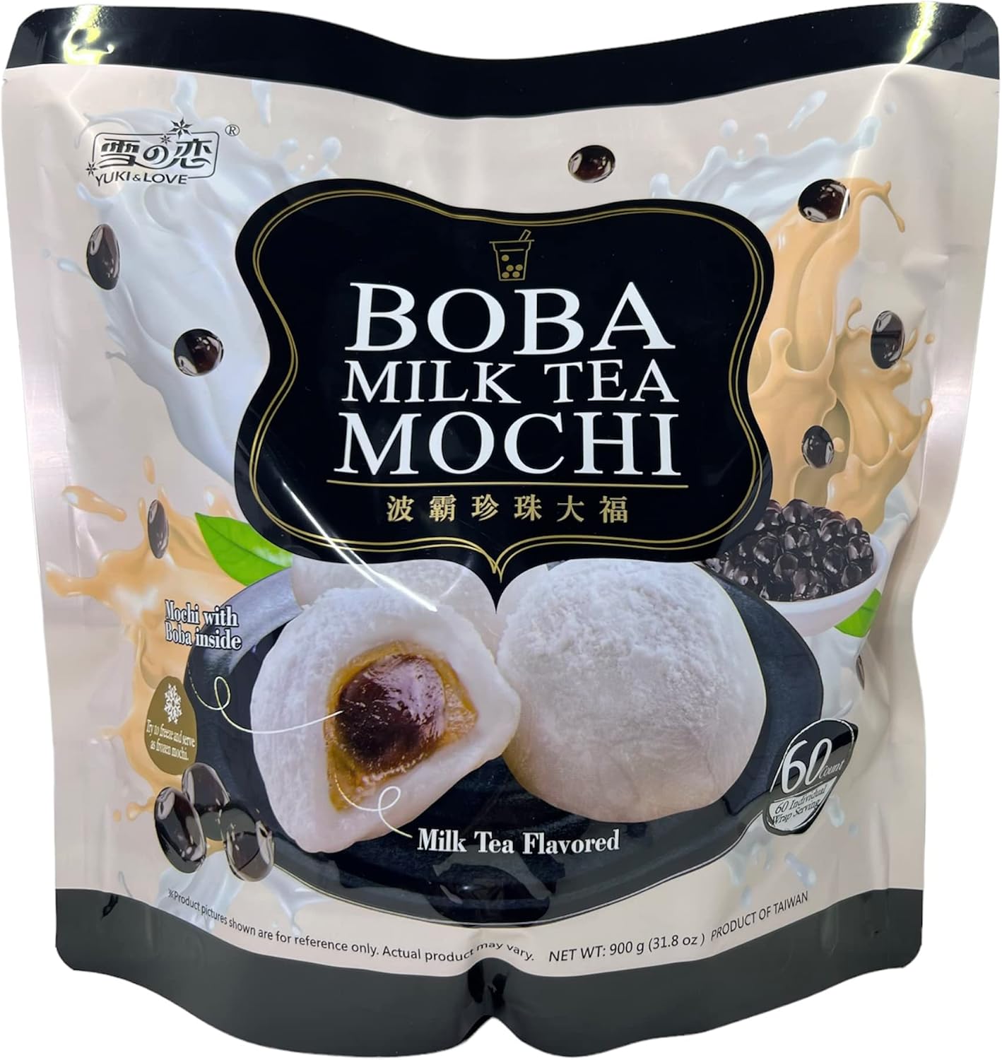 Yuki and Love Boba Milk Tea Mochi, 60 Count, 31.8 Oz