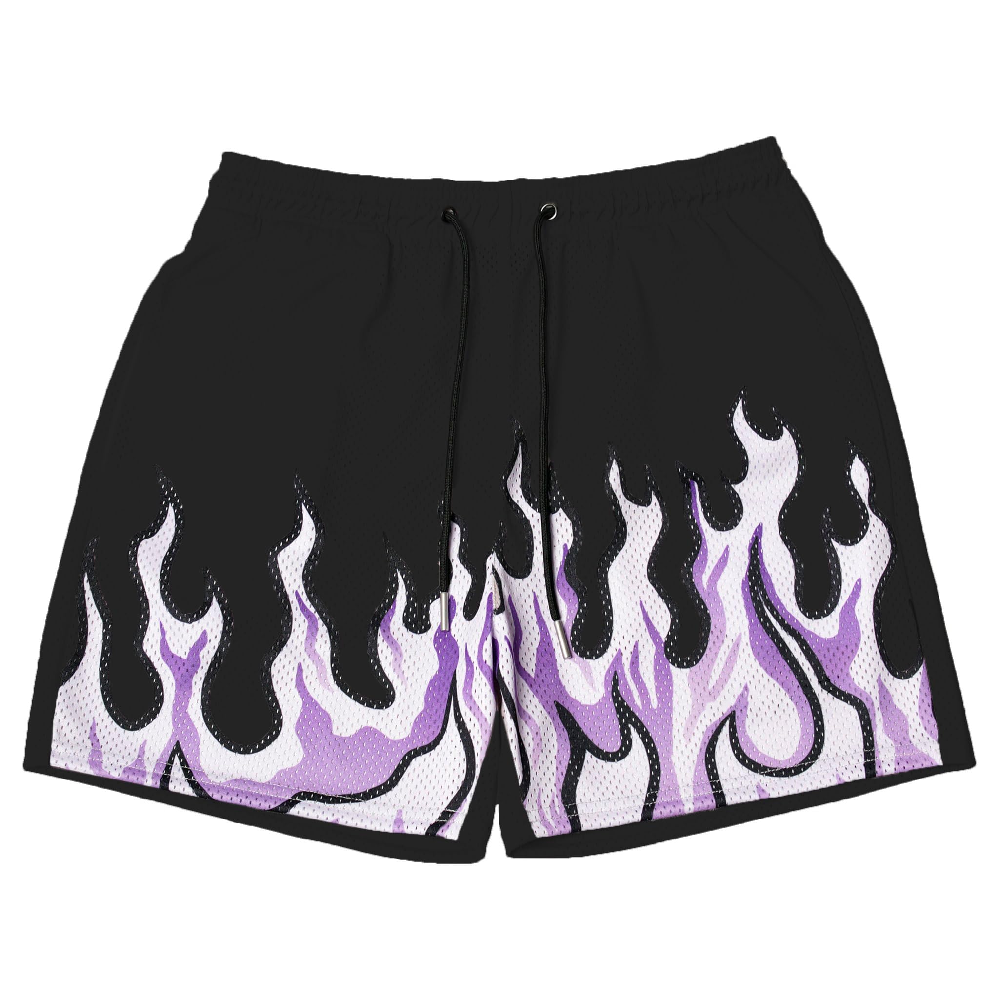 DIOTSRMens Flame Graphic Basketball Shorts Cool Retro Running Athletic Shorts Drawstring Waist Casual Track Shorts