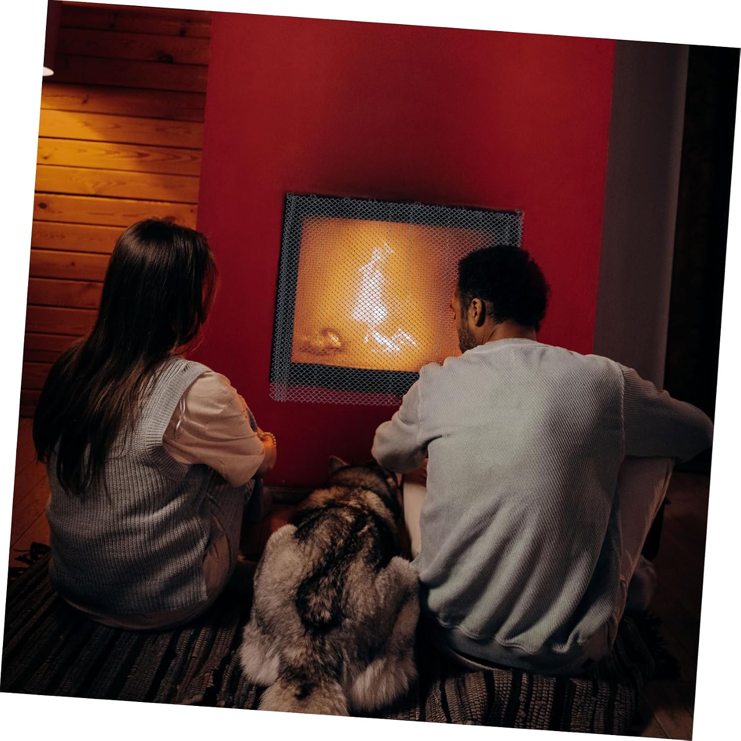 Ciieeo 2pcs Metal Fireplace Mesh Screen Curtains 24 X 20 Inches Fine Wire Mesh Panels with Protective Spark Shield for Indoor Classic Fireplaces