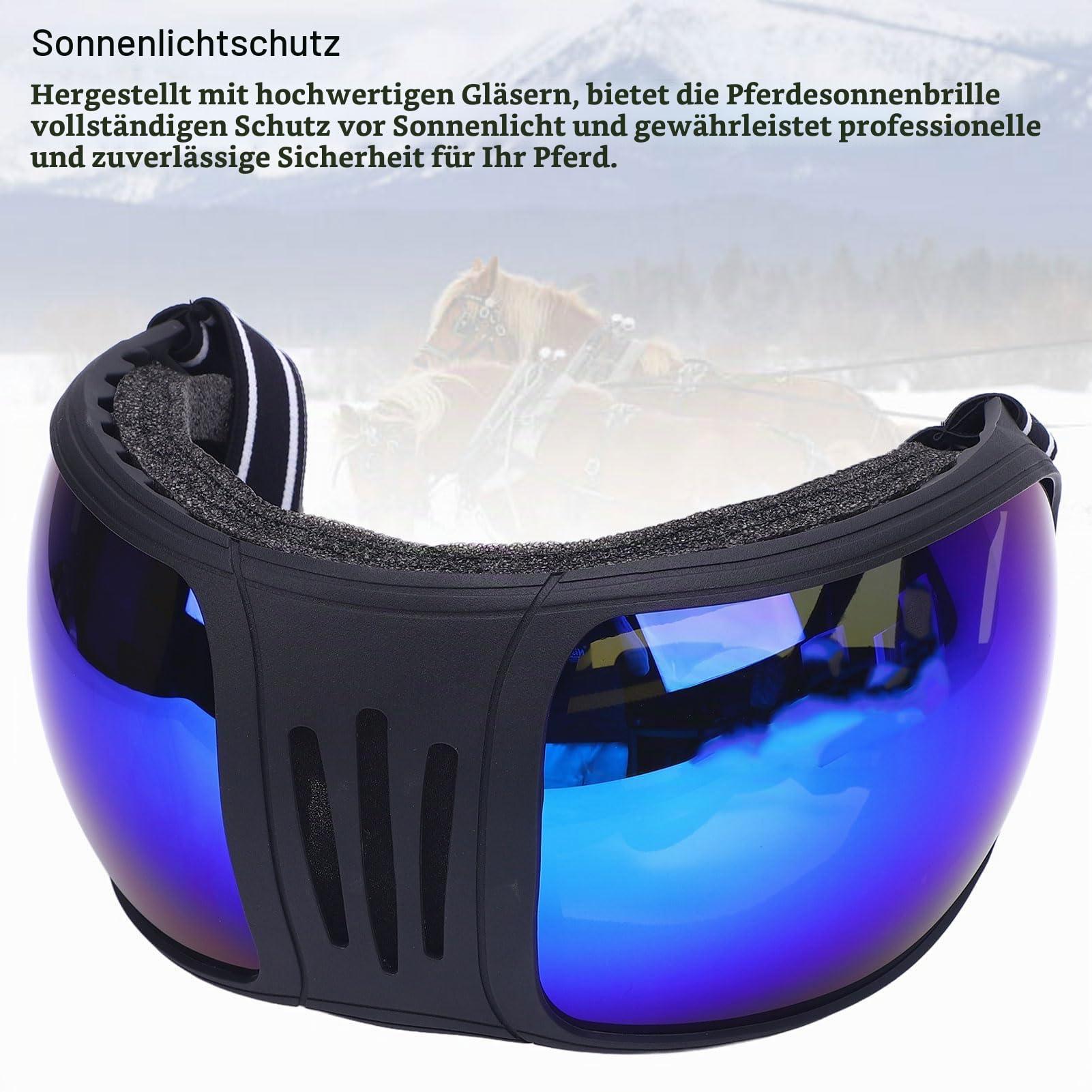 Pferde Renn Brille, U V-Schutz REIT Brille, Windschutz Schutz Sandschutz, Kunststoff für Sport Pferde Sonnenbrille für Geschirr Zubehör