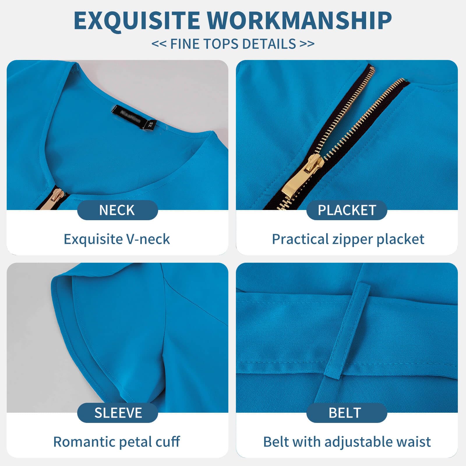 VIAOLI Scrubs for Women Set Modern Scrub Top and 8 Pockets Jogger Pants Medical Nursing Uniforms Scrubs Set Clearance (Blue,M,Medium)