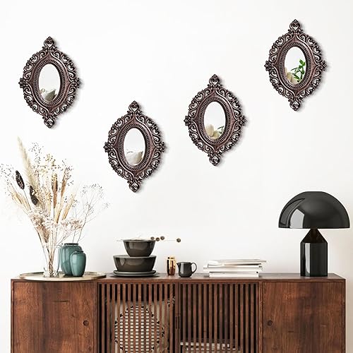 Miniatura 8 de ZEXUIRU Espejo de pared con marco de madera para ventana, 2 piezas, espejo rústico de granja, espejo de entrada con marco de madera para sala de