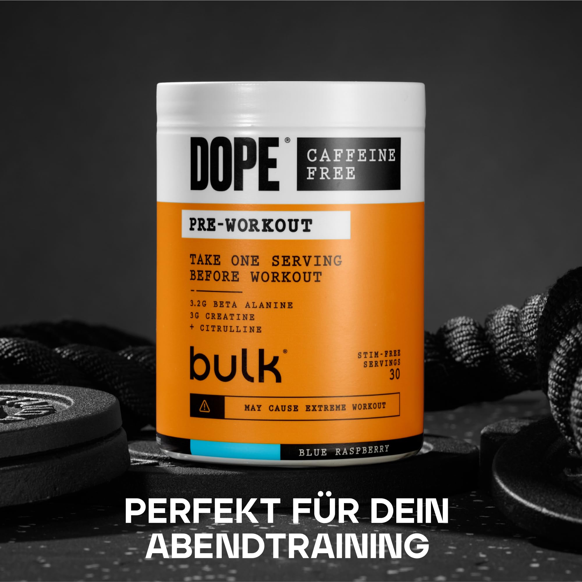 Dope Koffeinfreies Pre-Workout Pulver | Fruit Punch | 510g | 30 Portionen | Stimulanzien-frei | 3,2g Beta Alanin | 3g Kreatin | Citrullin & AAKG | Mit Himalaya-Kristallsalz aus Punjab, Pakistan