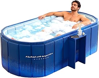 Portable Bathtub for Adult 59" Large Collapsible Cold Plunge Bathtub Foldable No Installation Ice