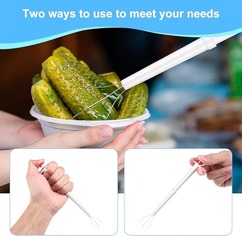 Miniatura 3 de Tophoniex Recogedor de pepinillos, 2 unidades, pellizcador de pepinillos de lujo de acero inoxidable y plástico, herramienta de agarre de pepinillos
