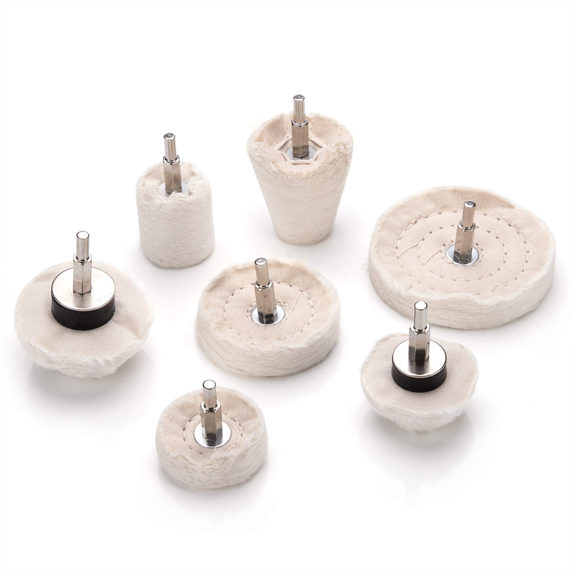 Dischi per lucidatura, 7 pezzi, per lucidatura, per trapano a batteria, set di lucidatura, in cotone, acciaio inox, cromo, alluminio, lucidatura, ruota per auto, moto, gioielli