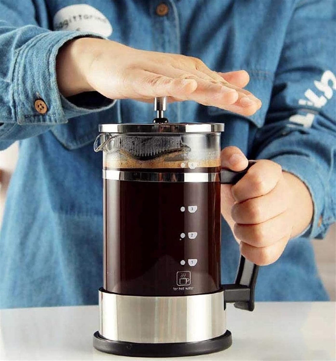 French Press Coffee Maker Glass 21 Oz,French Press Coffee Maker 600ml,French Press Black,French Press 21 Oz Glass,French Press Borosilicate Glass 0.6 Liter,Black French Press Coffee Maker
