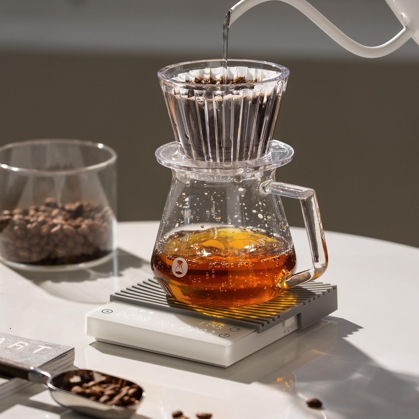 TIMEMORE Báscula de café Basic 3.0 con temporizador y relación/caudal, onz/kg conmutable, digital, para espresso y pour-over, color blanco
