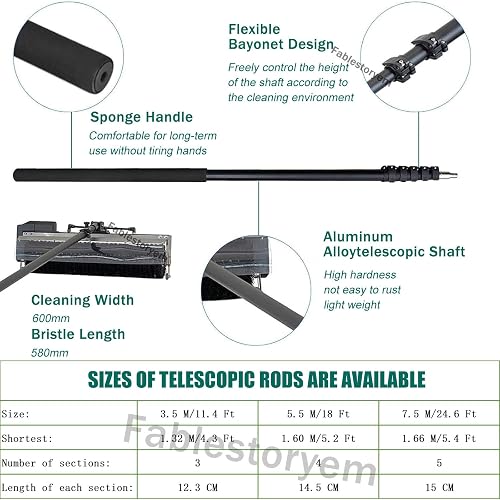 Telescopic Rod PV Panel Wash Cleaning Machine, Solar Panel Cleaning Equipment Solar Cleaner Robot, Solar Panel Cleaner, Electric Water Fed Pole Kit, 360° Rolling Cleaning Water Brush,7.5M/25Ft - 6