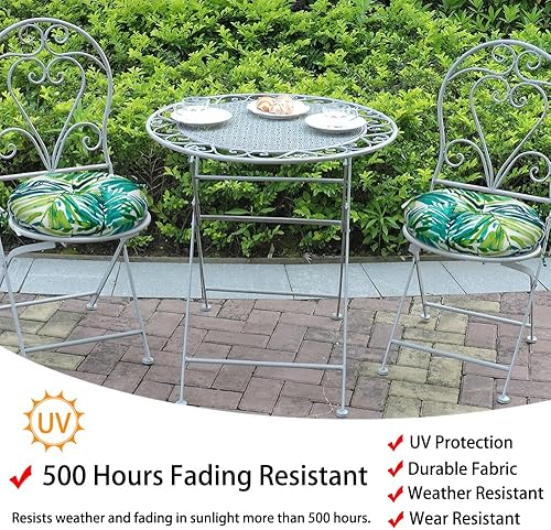 Miniatura 4 de Magpie Fabrics Cojines redondos de 15 pulgadas con lazos, juego de 2, impermeables, para todo tipo de clima, acolchado de 4 pulgadas de grosor, para