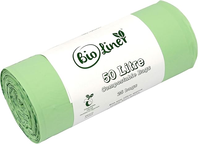 All-Green 50 Litre Bioliner - EN13432 - 25 x 50L Compostable Wheelie Bin Liners - 25 Green Bags