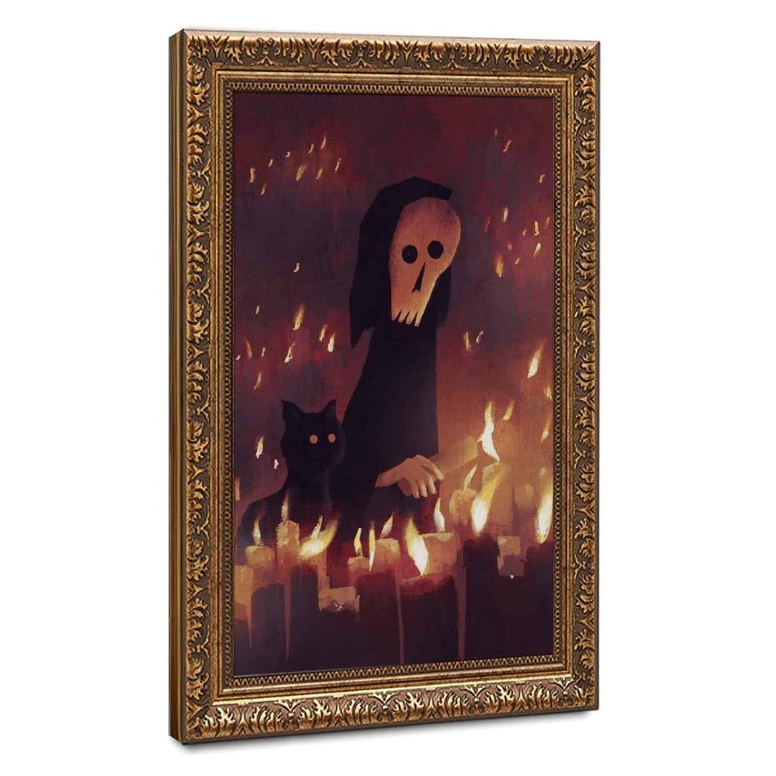 Bareronor Ghosts And Cats Funny (4) Canvas Poster Bedroom Decor Landscape Office Room Decor Gift 12" L X 18" W