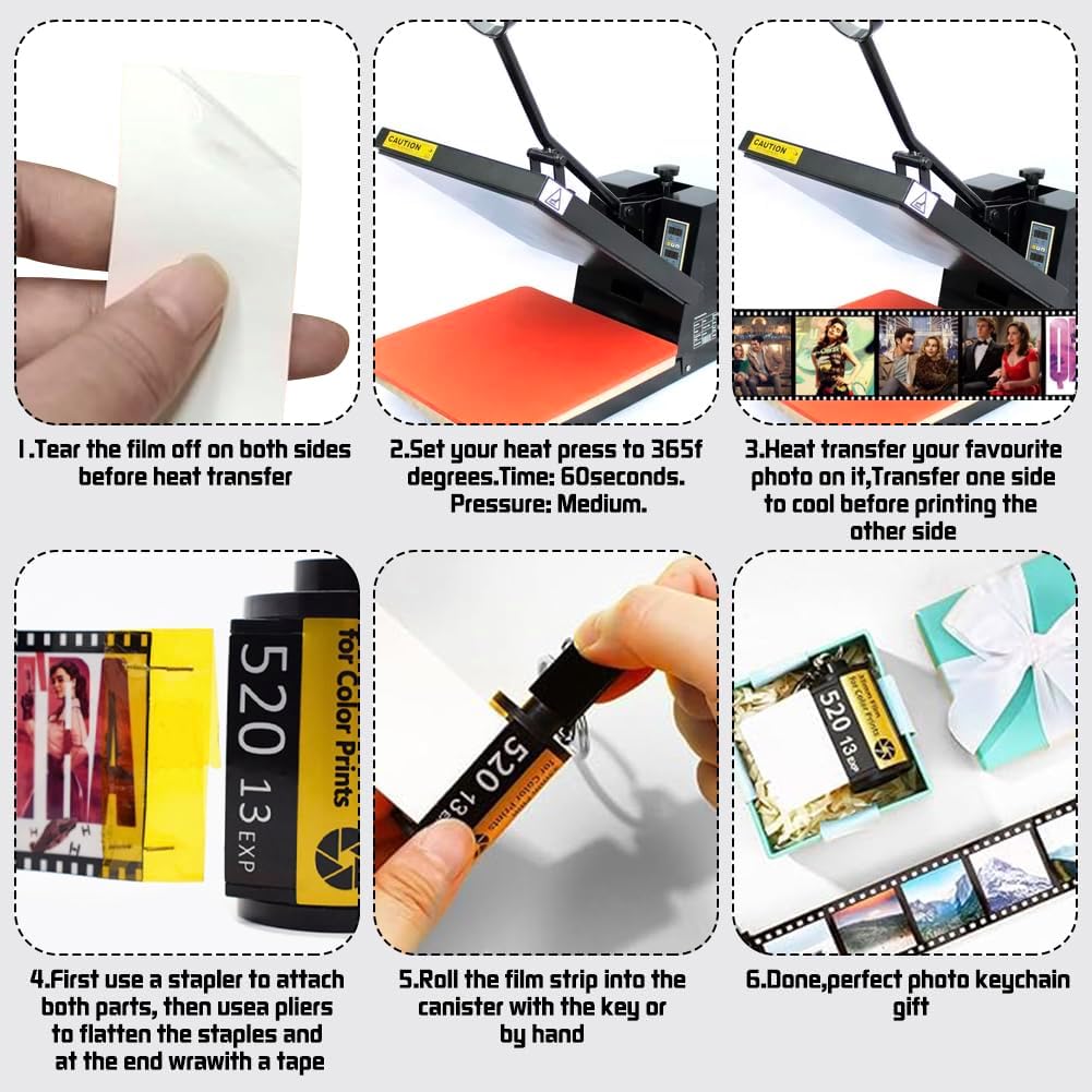 4 Pack Sublimation Blanks Memory Film Roll Keychain Double Sided Sublimation Camera Film Roll Canister Key Chain Heat Transfer Film Canister DIY Crafts(20 Pictures)