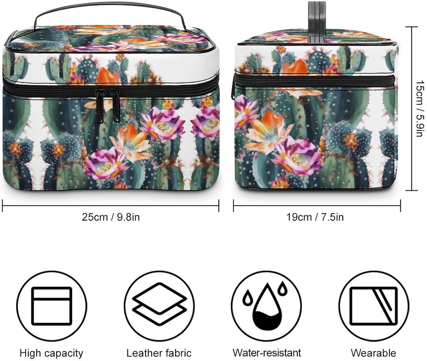 Travel Makeup Bag Portable Large Cosmetic Bag with Handle And Compartment image 2