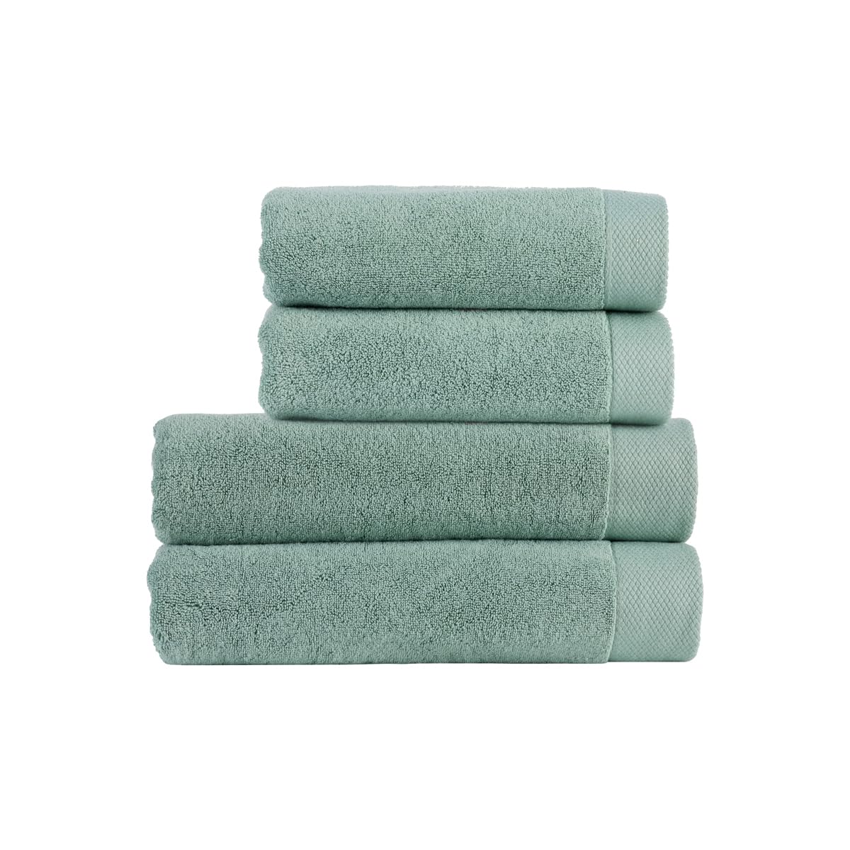 Christy Luxe 4 Piece Towel Set in Surf Green 100% Turkish Cotton - Super Soft & Quick Dry - Machine Washable - 730GSM - 2 Bath Towels 2 Hand Towels