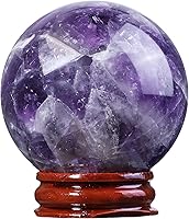 Vista 6 de Bola de curación Rockcloud de vidrio, piedra preciosa, natural, esfera de adivinación, en soporte de madera