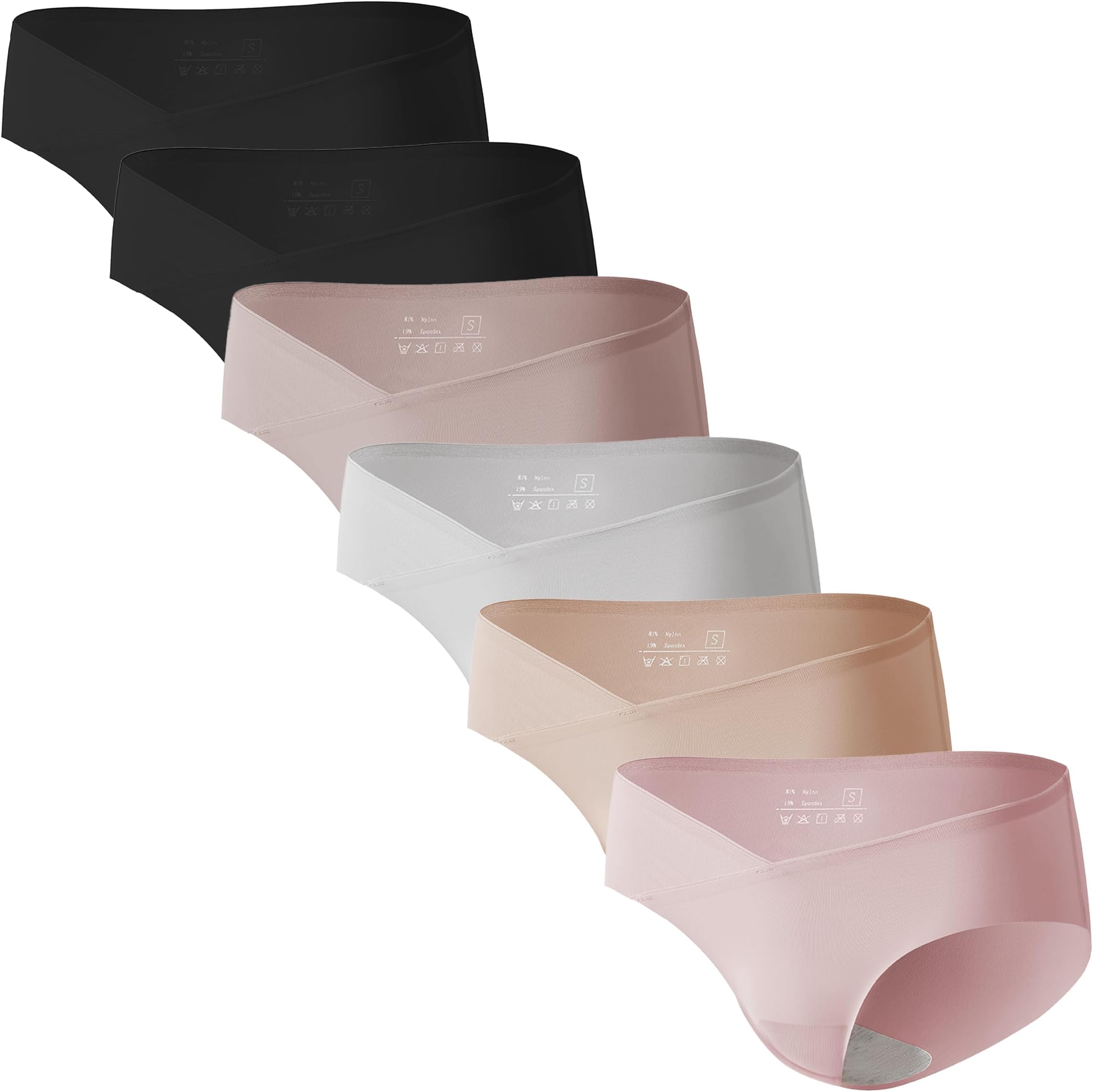 Angelhood Maternity Underwear Seamless, Pregnancy Panties Postpartum Maternity Underwear Under Bump Pack of 6, 5, 3