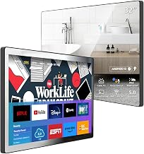 32 inch IP66 Waterproof Android 13 Smart Mirror TV for Bathroom and Bedroom - 4K UHD, Digital Mirror Built-in Voice Assistant, ATSC Tuner, Bluetooth, WiFi, HDMI