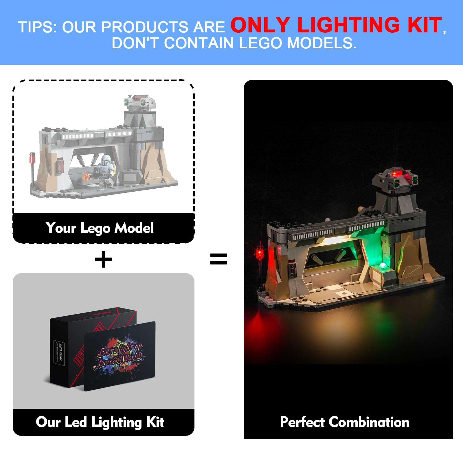 Light Kit for Lego Paz Vizsla and Moff Gideon Battle Lighting Set for Lego 75386 Paz Vizsla and Moff Gideon Battle Set - Image 2