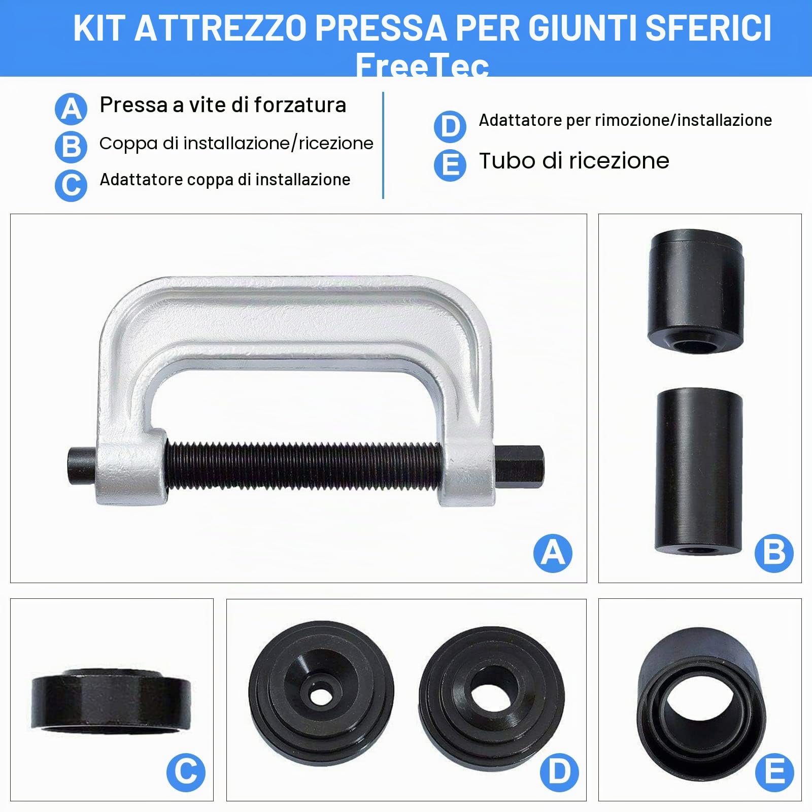 Freetec Estrattore Per Qiunti a Sfera e Giunti a Sfera Articolati, 4 in 1, Per Mozzi Ruota 4x4, Strumento Per Giunti Cardanici