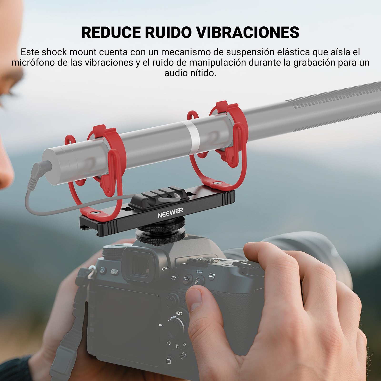 NEEWER Soporte de choque para micrófono, soporte ajustable para micrófono de zapata fría para cámara, poste de pluma, accesorios de trípode compatibles con Rode NTG Series Sennheiser MKE600 Audio