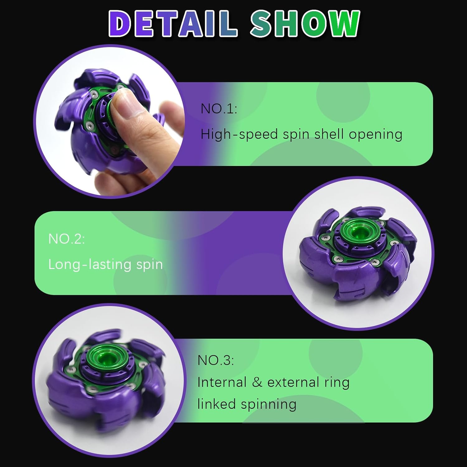 SKEDC Pillbug Fidget Spinner, Alloy Open-Shell Fidget Spinners for Adults, EDC Metal Fidget Spinner for ADHD/ADD/Autism, Stress Relief Decompression Toys (Purple/Green)
