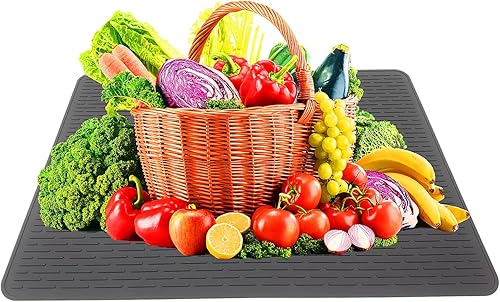 Miniatura 6 de Tapete de silicona para secar platos, ecológico, fácil de limpiar, resistente al calor, fácil almacenamiento, tapete de silicona reutilizable para