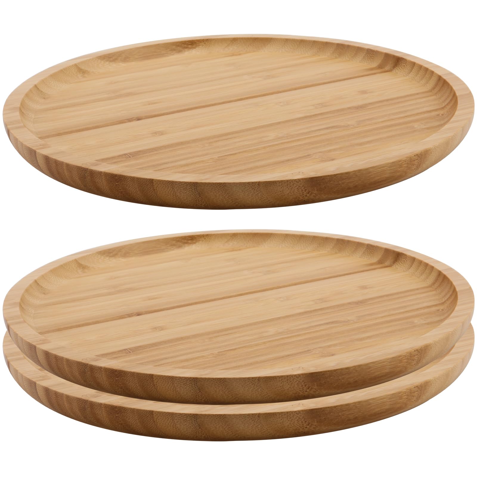 Soucoupe en bambou 30 cm en bois naturel et résistant pour pot de fleurs rond