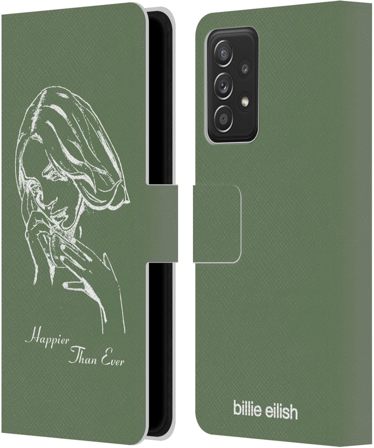 Head Case Designs Officially Licensed Billie Eilish Album Stencil Green Happier Than Ever Leather Wallet Case Compatible with Samsung Galaxy A53 5G (2022)