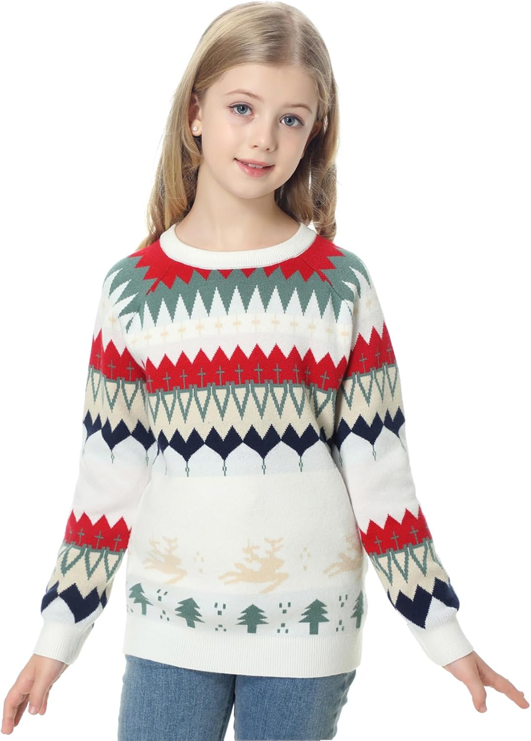 Boys and Girls'Sweaters Kids Pullover Knit Long Sleeve Crew Neck Christmas Sweatshirt 4-16 Years