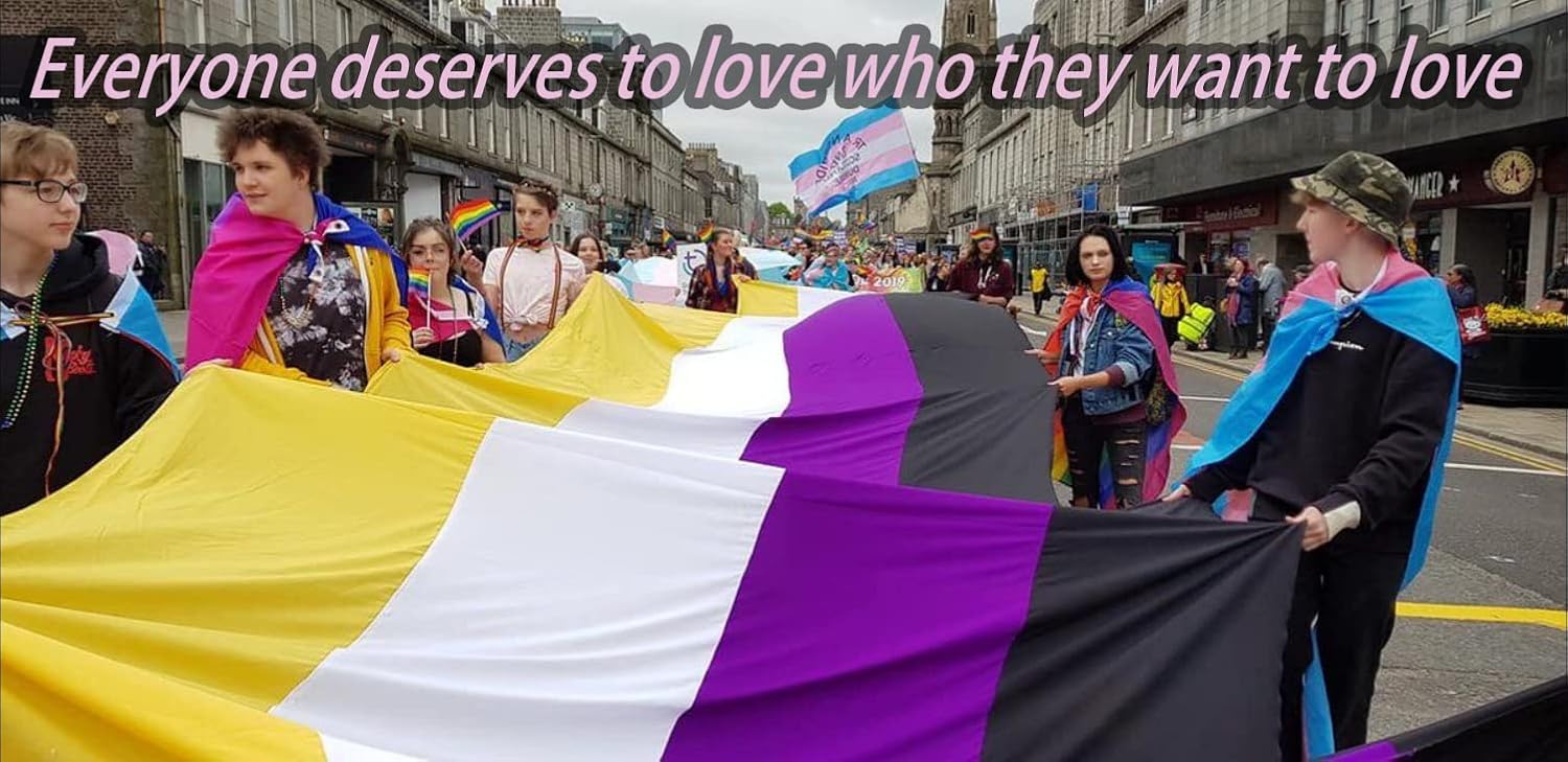 Non Binary Flag for Wall & Outdoor 3x5 Ft with Enby Flag Pin & 2pcs Free Random Rainbow Stickers-Gay Pride Stuff Lgbtq Gifts Accessories for Nonbinary/Pansexual/Trans Pride Day Month Parade