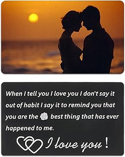 SINKAA Personalized Photo Wallet Insert - Engraved Double Sided Aluminum Metal Wallet Card Love Note, Anniversary Gifts for Husband, Wife, Boyfriend, Girlfriend, Romantic Birthday Gift for Him or Her