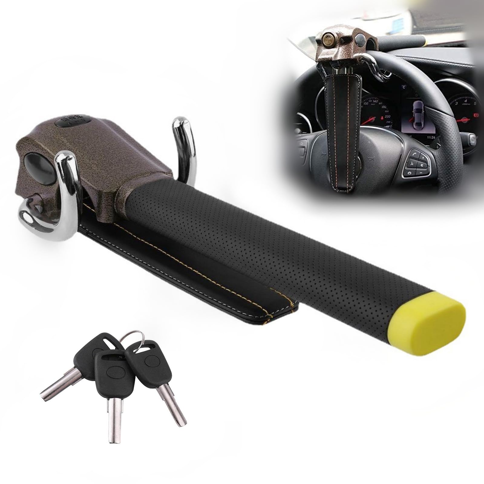 Car Lock Anti-Theft Device, for Land Rover Range Rover Evoque (L538) L551, High Security Steering Wheel Lock, Car Lock Anti-Theft Device, Universal Fit, 3 Keys,A