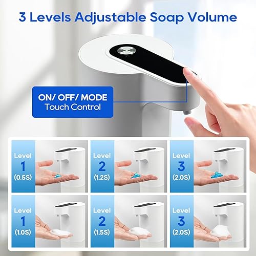 Miniatura 2 de Dispensador automático de jabón sin contacto, dispensador de jabón líquido y espumoso, dispensador de jabón de manos inteligente recargable por USB,