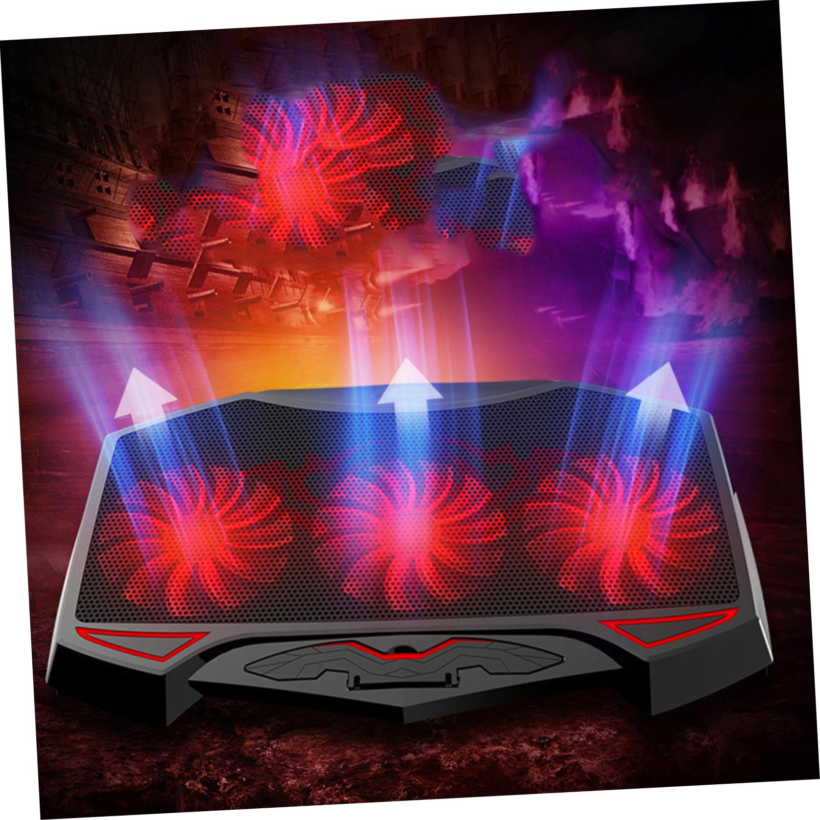 VALICLUD Refroidisseur PC Portable Silencieux avec Ventilateurs LED Rouges Support Ajustable et Double Port USB Base Métal pour Dissipation Thermique Compatible Notebook Version Noir