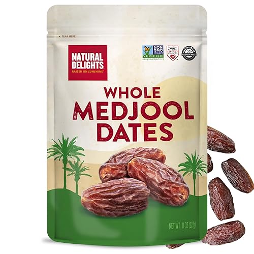 Miniatura 8 de Natural Delights Dátiles Medjool - Dátiles Medjool Enteros Grandes y Carnosos, Verificado Sin OGM, Buena Fuente de Fibra, Snack de Fruta