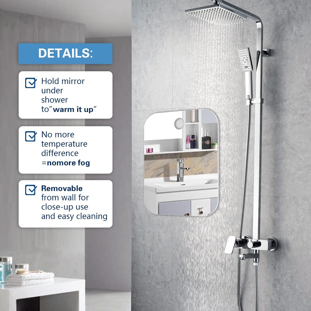 Shatterproof Shower Mirror fogless for Shaving Mirror (Medium,2 Pack,8"x6") 50% Cheaper Than Original,Unbreakable Deluxe Plexiglass Makeup Travel Camping Mirrors,Men Wall Hanging Fog Free Handheld : Home & Kitchen