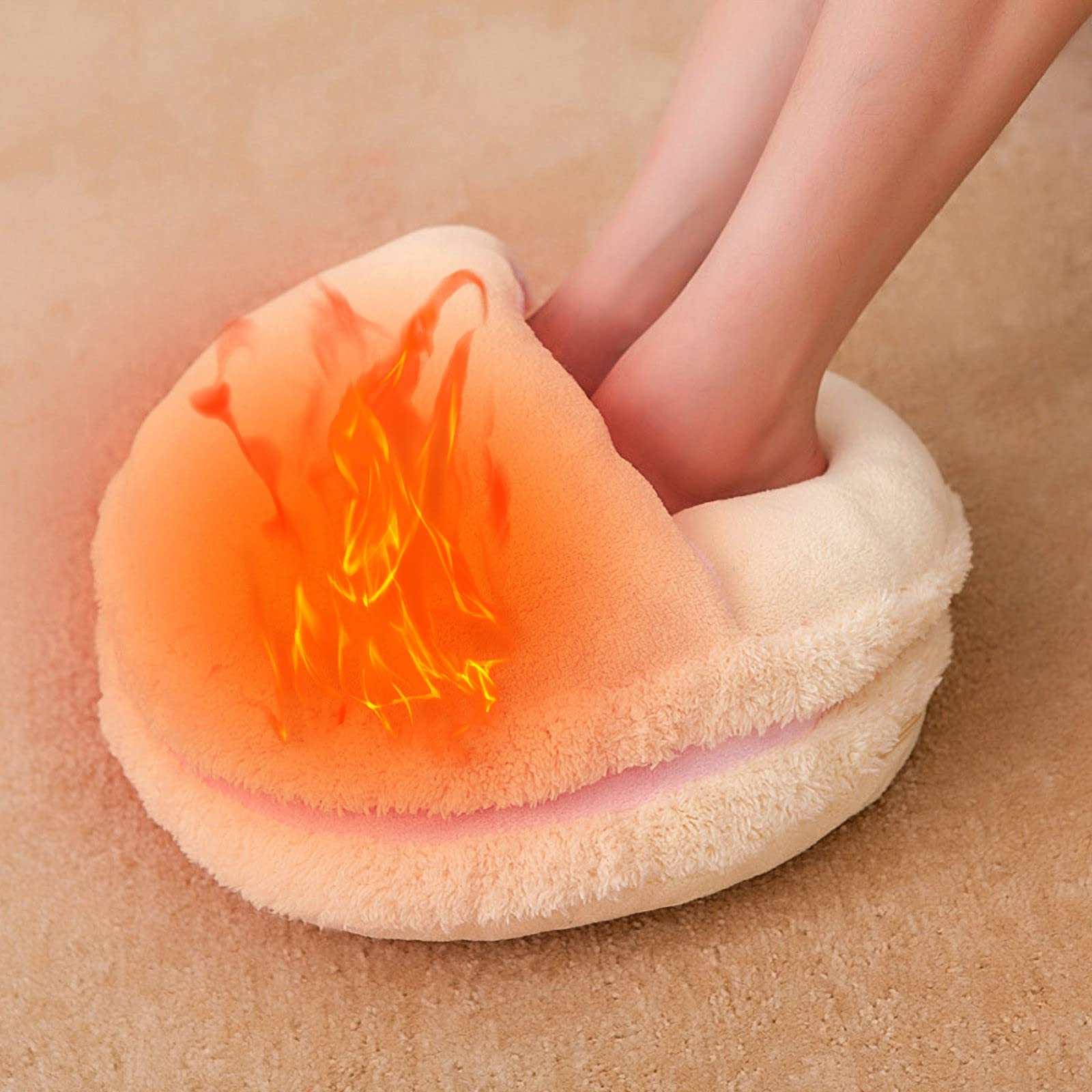 Scaldapiedi Elettrico USB, Scarpe riscaldanti in Peluche Invernali, Lavabili, 20 * 38 cm (7,87 * 14,96 Pollici) (Giallo)